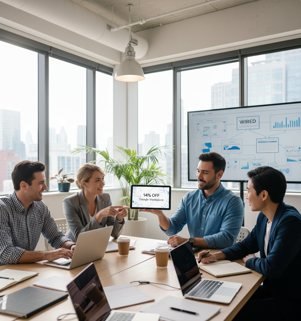 Google Workspace Unveils Limited-Time 14% Discount via WIRED for Enhanced Business Productivity — AI-generated illustration