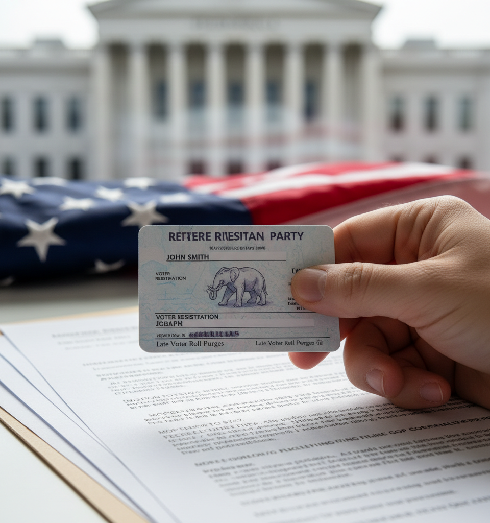 GOP Campaign Challenges Federal Ban on Late Voter Roll Purges — AI-generated illustration