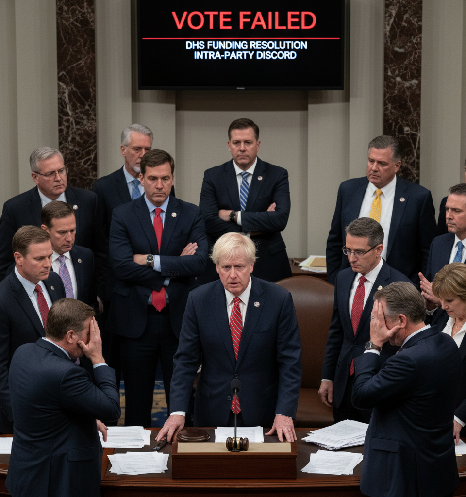 GOP Legislative Agenda Stalls House Amid DHS Funding Crisis & Intra-Party Discord — AI-generated illustration