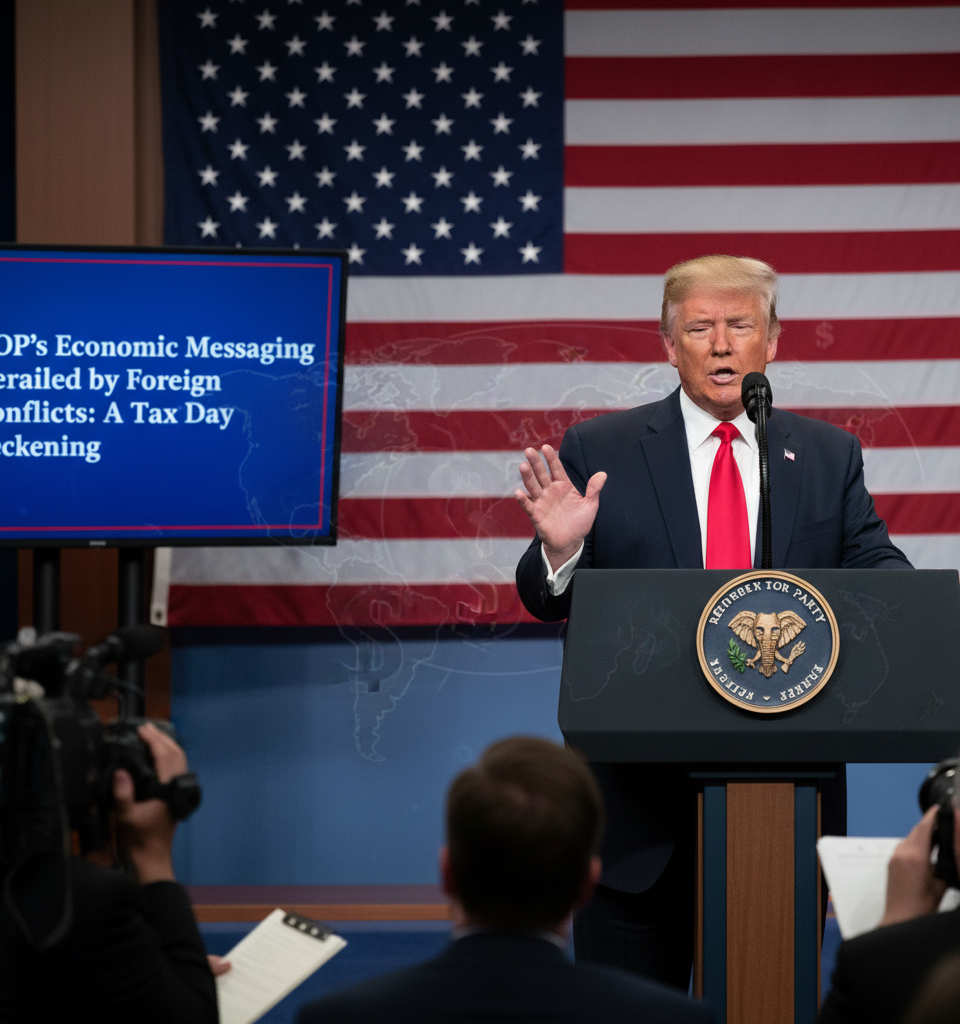 GOP's Economic Messaging Derailed by Foreign Conflicts: A Tax Day Reckoning — AI-generated illustration