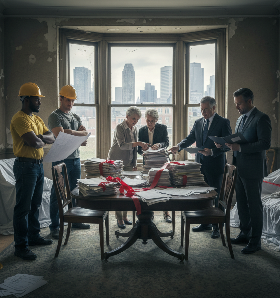 Government Red Tape Hindering Investment in Older Home Renovations — AI-generated illustration