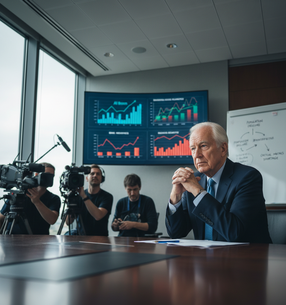 Grantham Warns: AI Boom Masks Looming Crises of Demographics and Resource Scarcity — AI-generated illustration