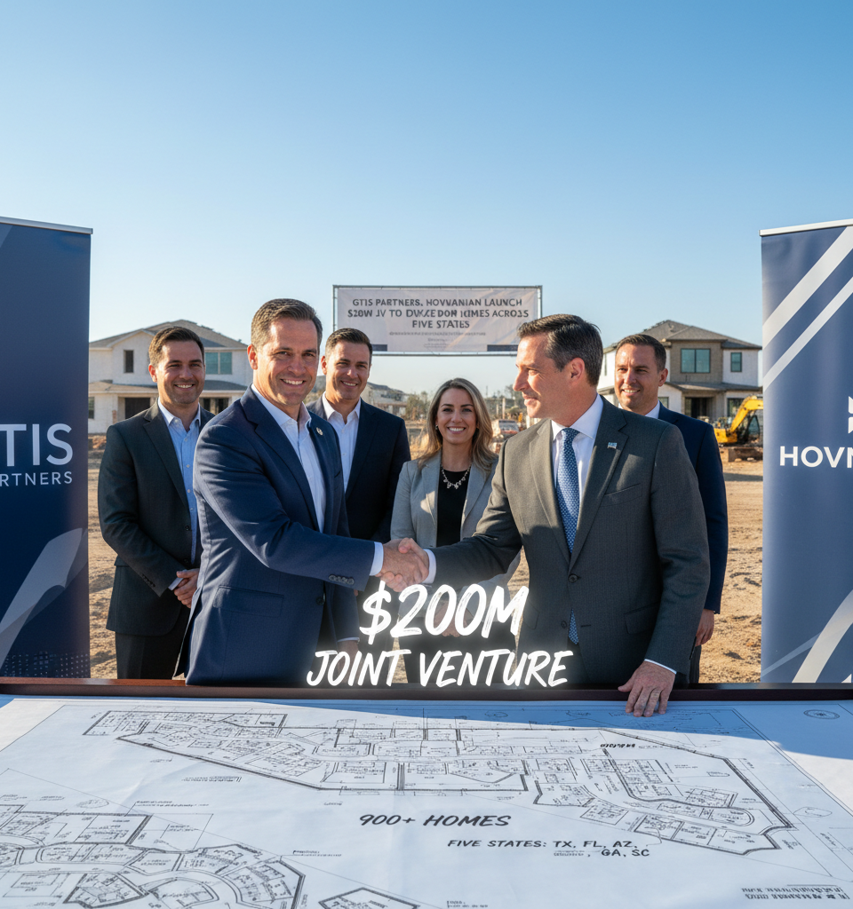 GTIS Partners, Hovnanian Launch $200M JV to Develop 900+ Homes Across Five States — AI-generated illustration