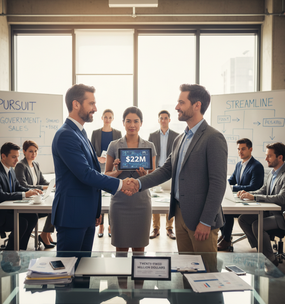Gurley, Altman Invest in Pursuit: Aims to Streamline Government Sales with $22M Seed Round — AI-generated illustration