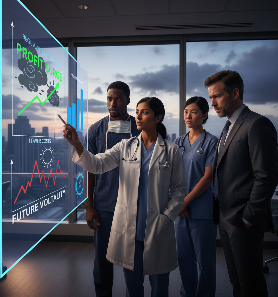 Health Insurers See Profit Surge Amid Lower Costs, But Looming Clouds Signal Future Volatility — AI-generated illustration