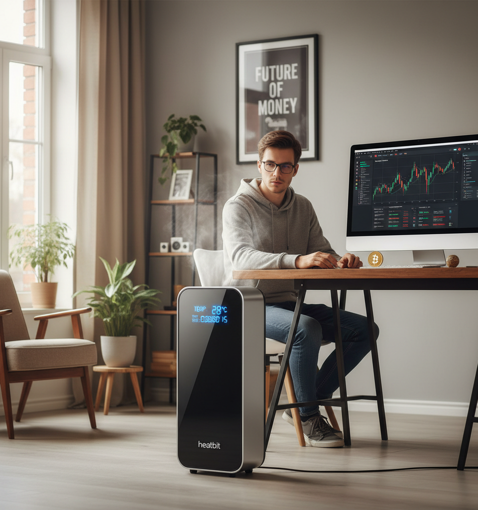 Heatbit Maxi Pro Review: a Space Heater That Also Mines Bitcoin — AI-generated illustration