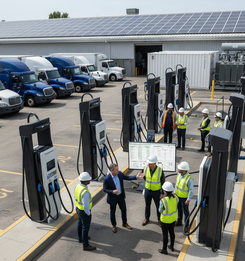 Heavy-Duty EV Infrastructure: Adapting to Regulatory Shifts and On-Site Power Solutions — AI-generated illustration