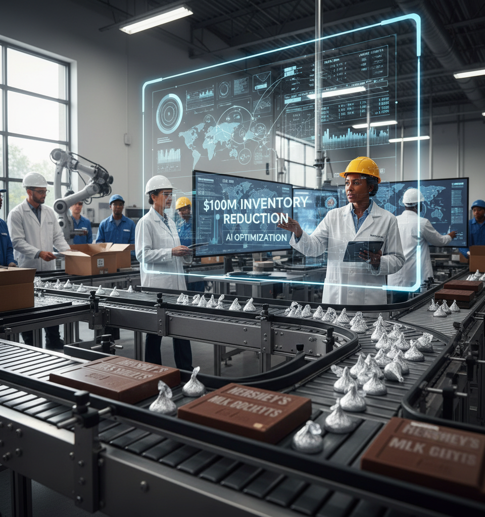 Hershey Sweetens Supply Chain: Aims for $100M Inventory Reduction with AI & Spend Visibility — AI-generated illustration