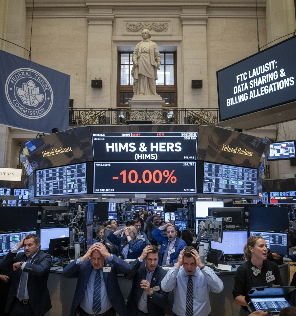 Hims & Hers Shares Plummet 10% Following FTC Lawsuit Over Data Sharing and Billing Allegations — AI-generated illustration