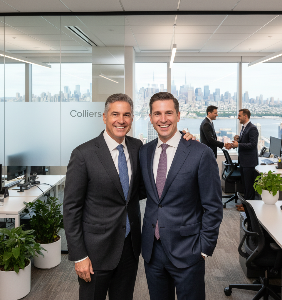 Hirschfeld Father-Son Retail Brokerage Duo Joins Colliers in NYC — AI-generated illustration