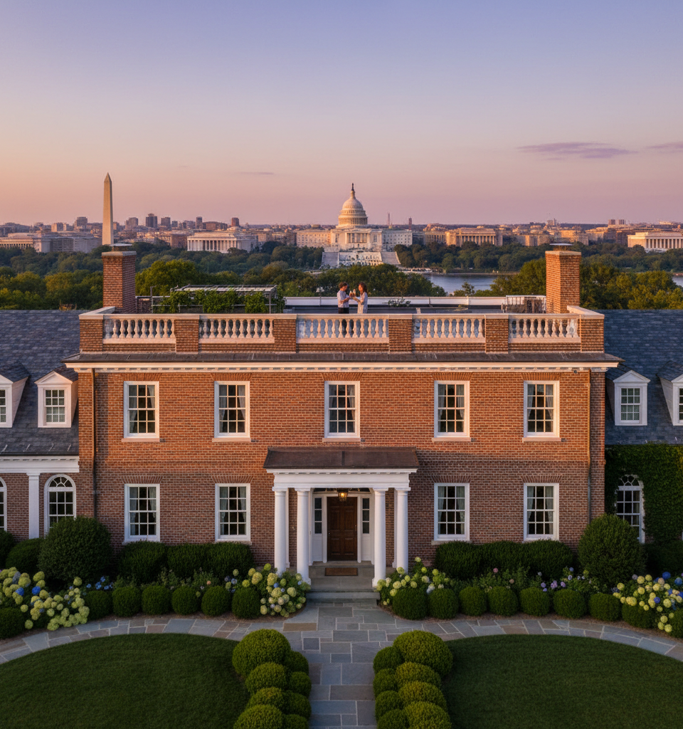 Historic Charm Meets Modern Luxury: $3.4M DC Colonial with Secret Rooftop Terrace Hits Market — AI-generated illustration