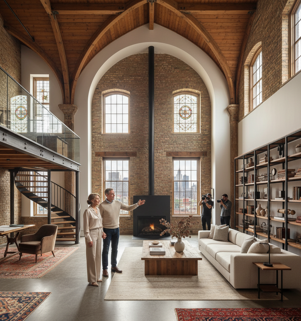 Historic NYC Convent & Asylum Loft Seeks $7.5M, Blending Legacy with Luxury — AI-generated illustration