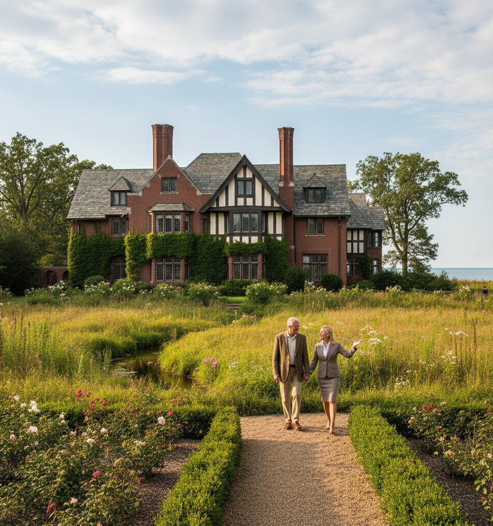 Historic Tudor Estate Near Chicago Hits Market for $4.7M, Blending Heritage with Nature — AI-generated illustration
