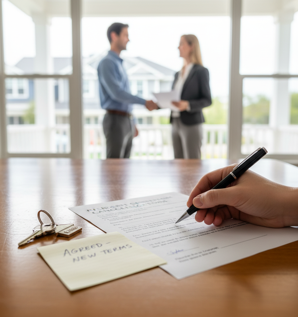 Home Sale Cancellations Dip as Buyer-Seller Negotiations Improve — AI-generated illustration
