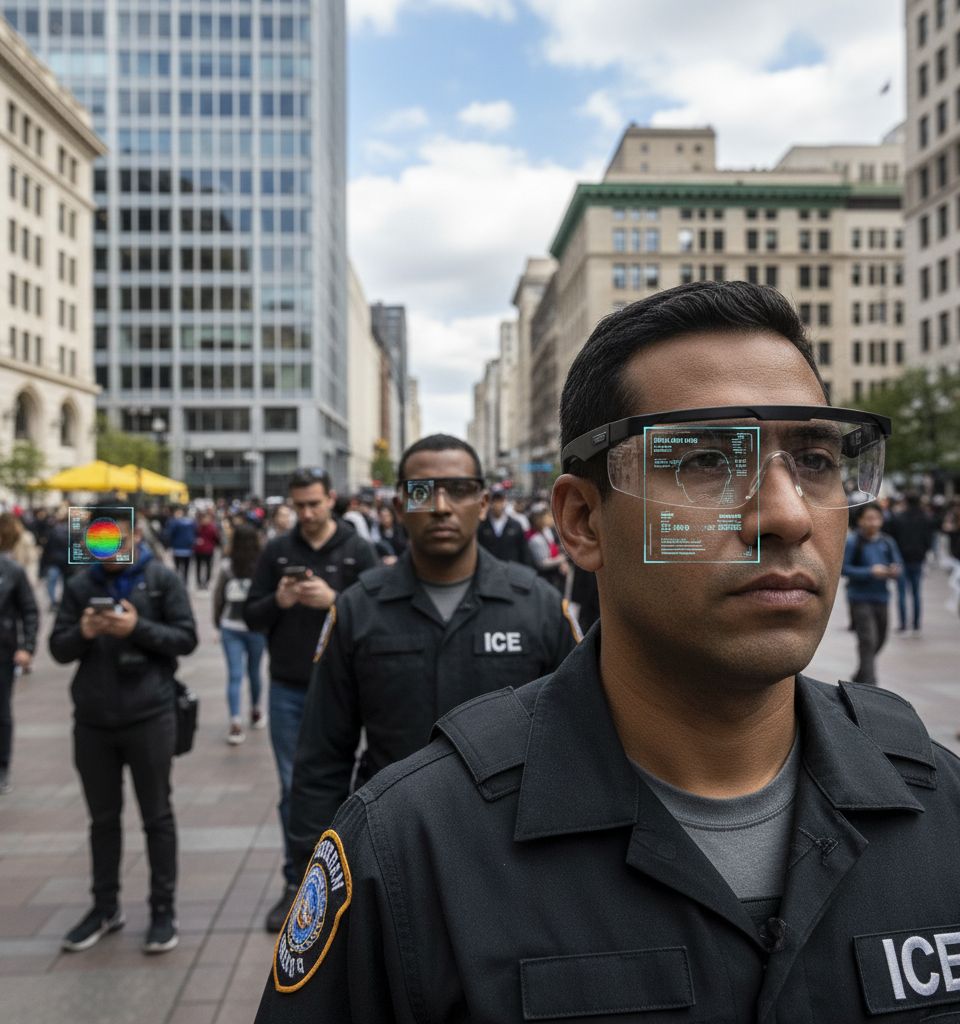 Homeland Security Explores 'ICE Glasses' for Biometric Surveillance, Raising Privacy Concerns — AI-generated illustration