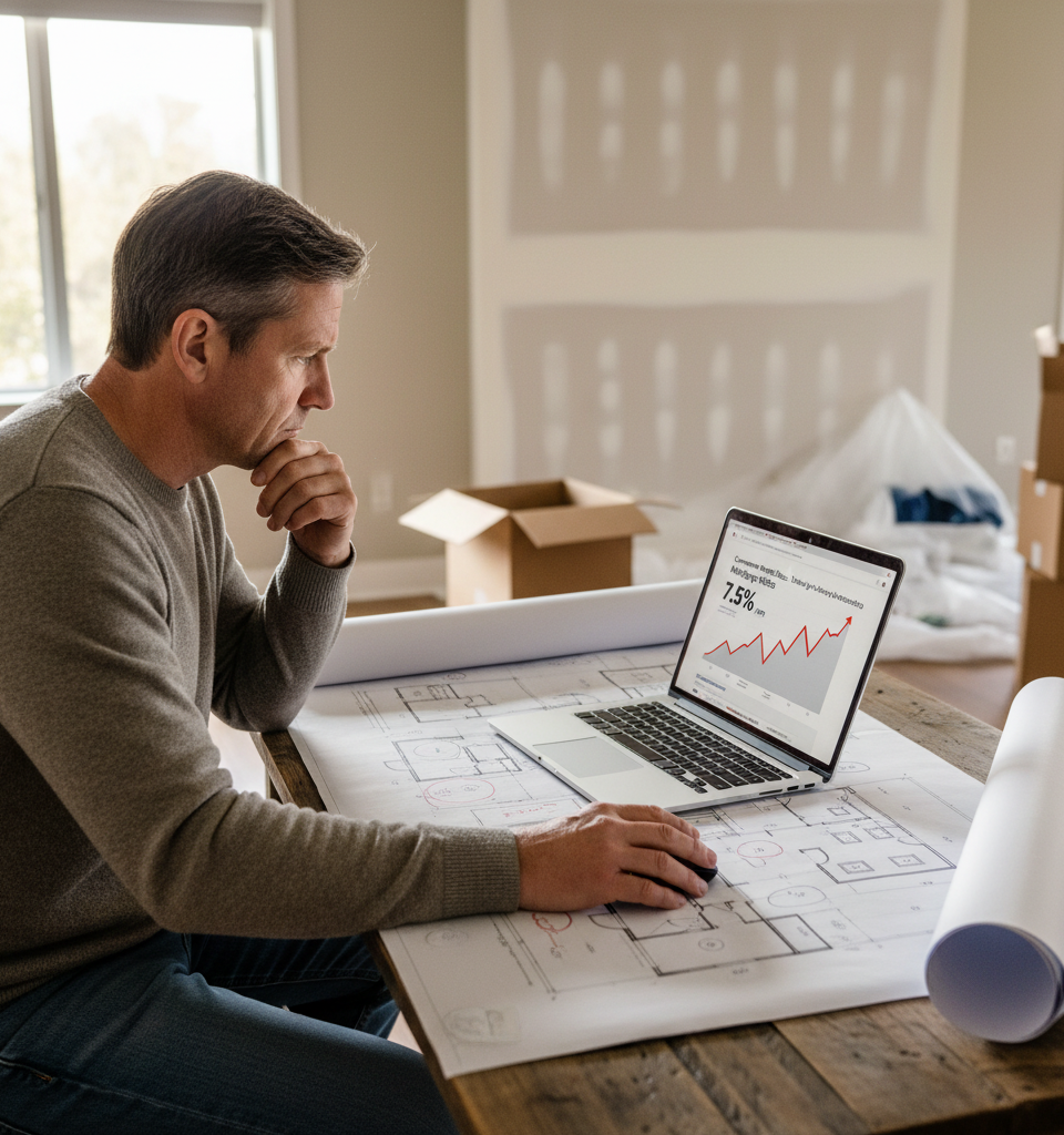 Homeowner Inertia Rises: Nearly Half of Americans Halt Moving Plans Amid High Rates — AI-generated illustration