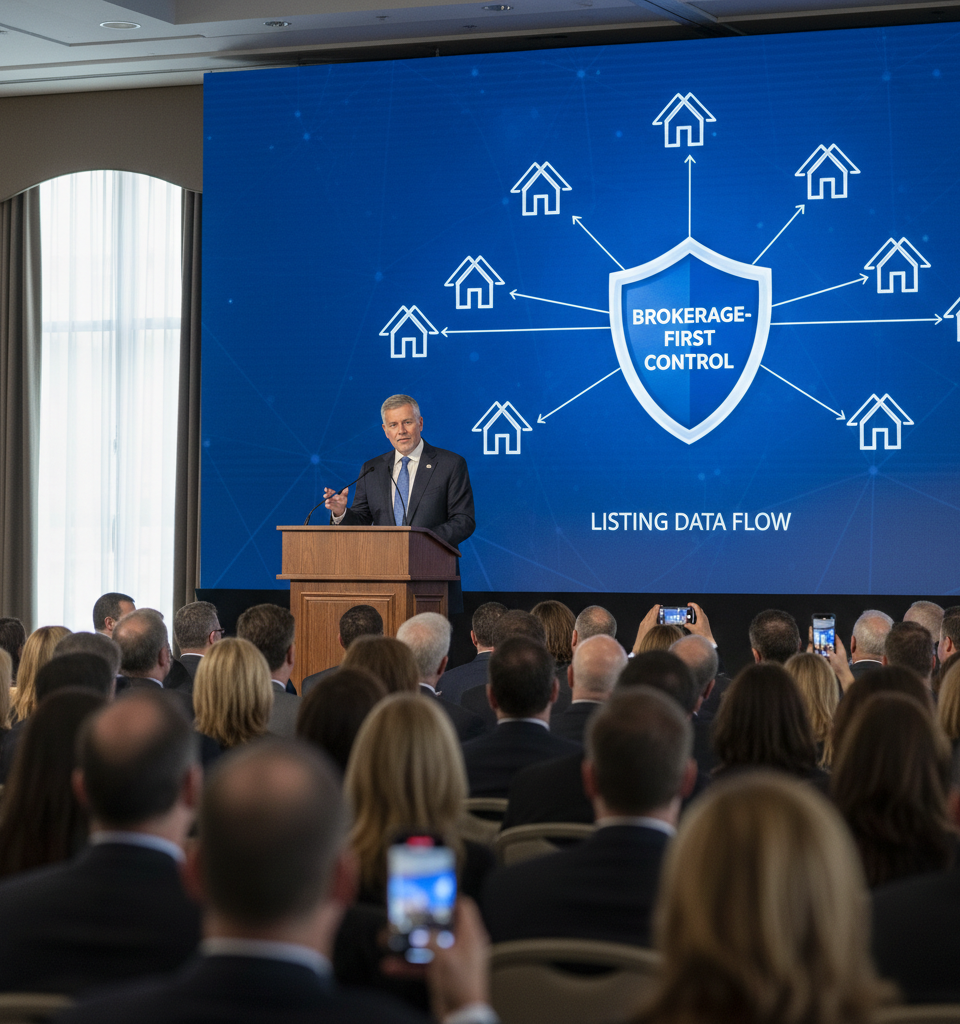 HomeServices CEO Kelly Advocates Brokerage-First Control Over Listing Data Flow — AI-generated illustration