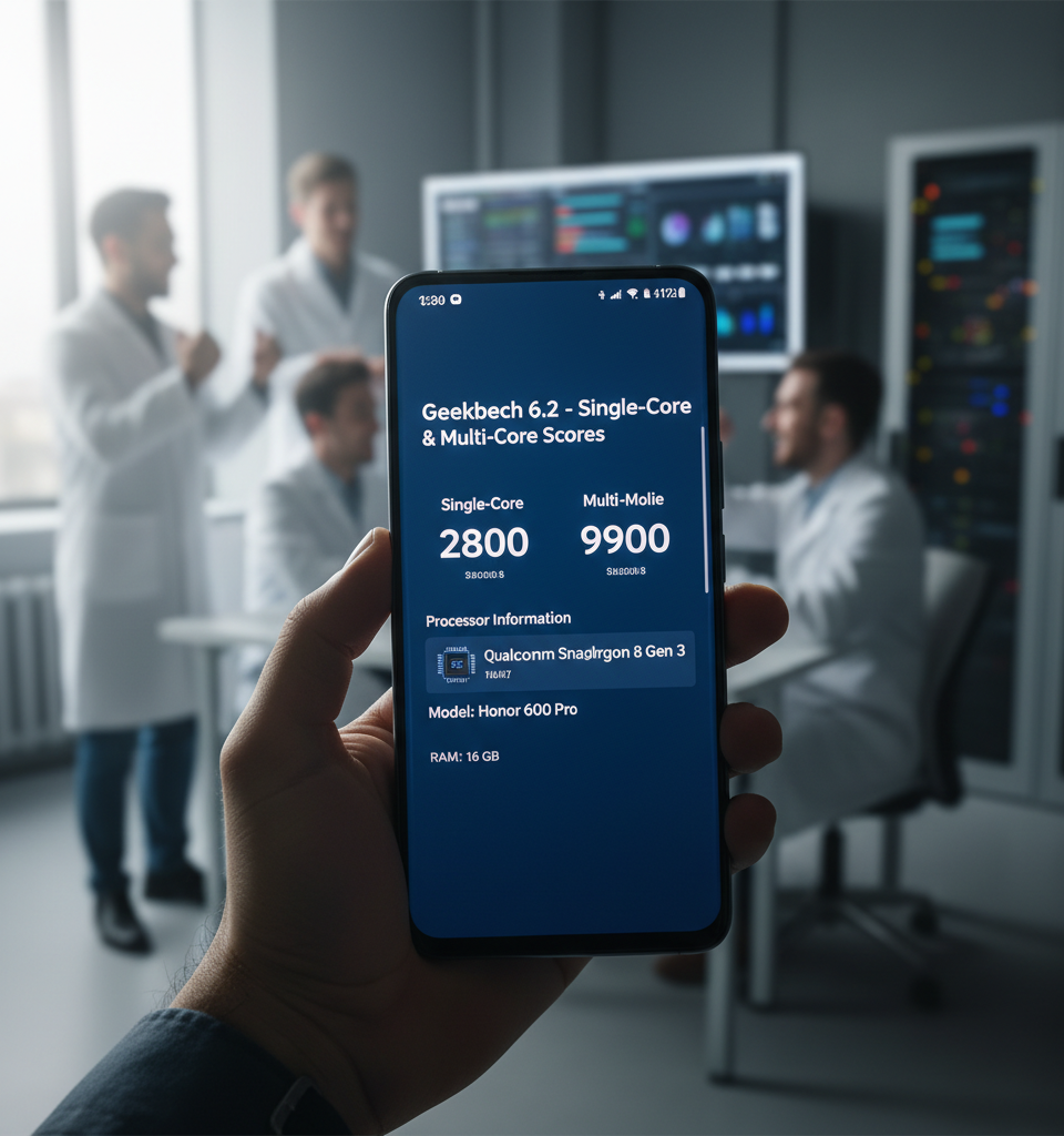 Honor 600 Pro Benchmark Leak Reveals Snapdragon 8 Gen 3 Powerhouse, Igniting Flagship Race — AI-generated illustration