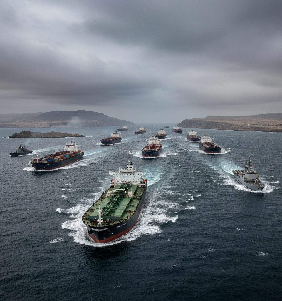 Hormuz Havoc: 34,000 Shipping Routes Diverted Amidst Iran Conflict, Rerouting Global Trade — AI-generated illustration