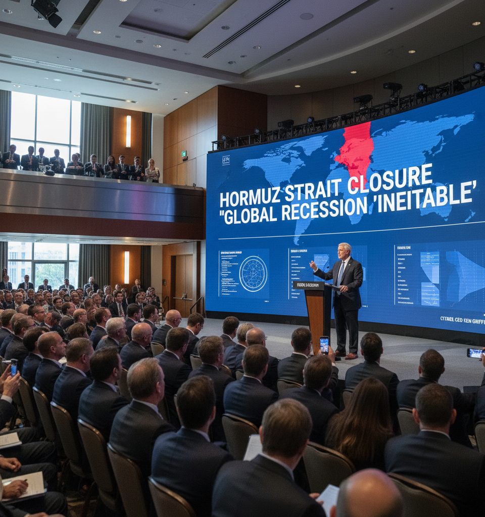 Hormuz Strait Closure: Global Recession 'Inevitable,' Warns Citadel CEO Ken Griffin — AI-generated illustration