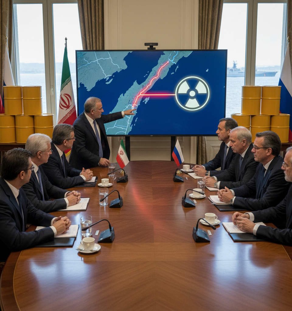Hormuz Strait Standoff: Iran's Uranium Stockpile and Maritime Access Block Peace Deal — AI-generated illustration