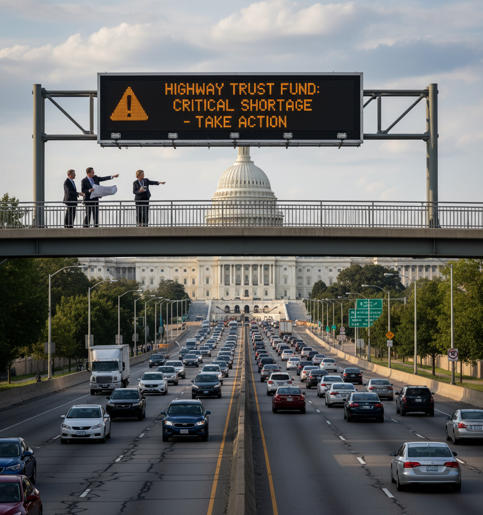House Bill Set to Tackle Critical Highway Trust Fund Shortfall — AI-generated illustration