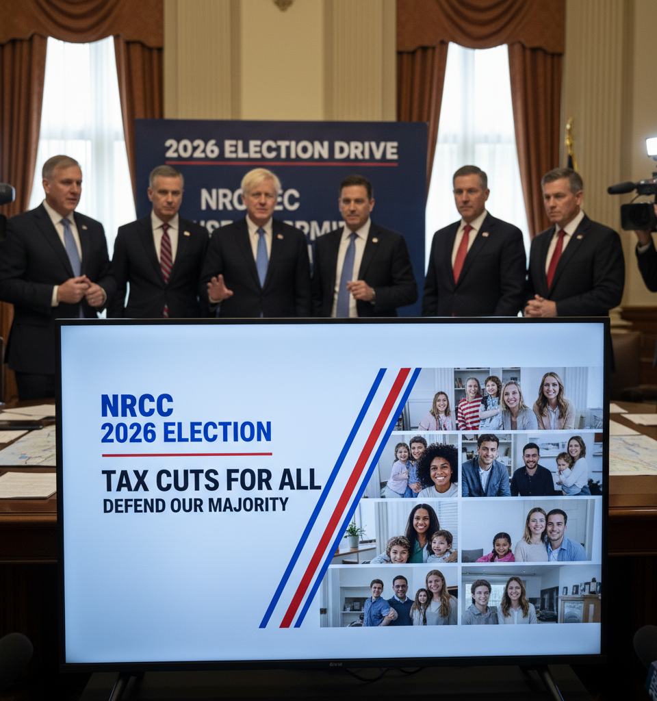 House Republicans Launch 2026 Election Drive, Championing Tax Cuts Amidst Slim Majority Defense — AI-generated illustration