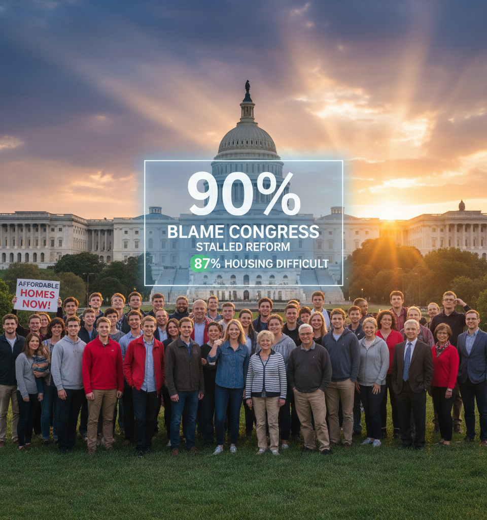 Housing Affordability Crisis: 90% of Voters Blame Congress Amid Stalled Reform Efforts — AI-generated illustration