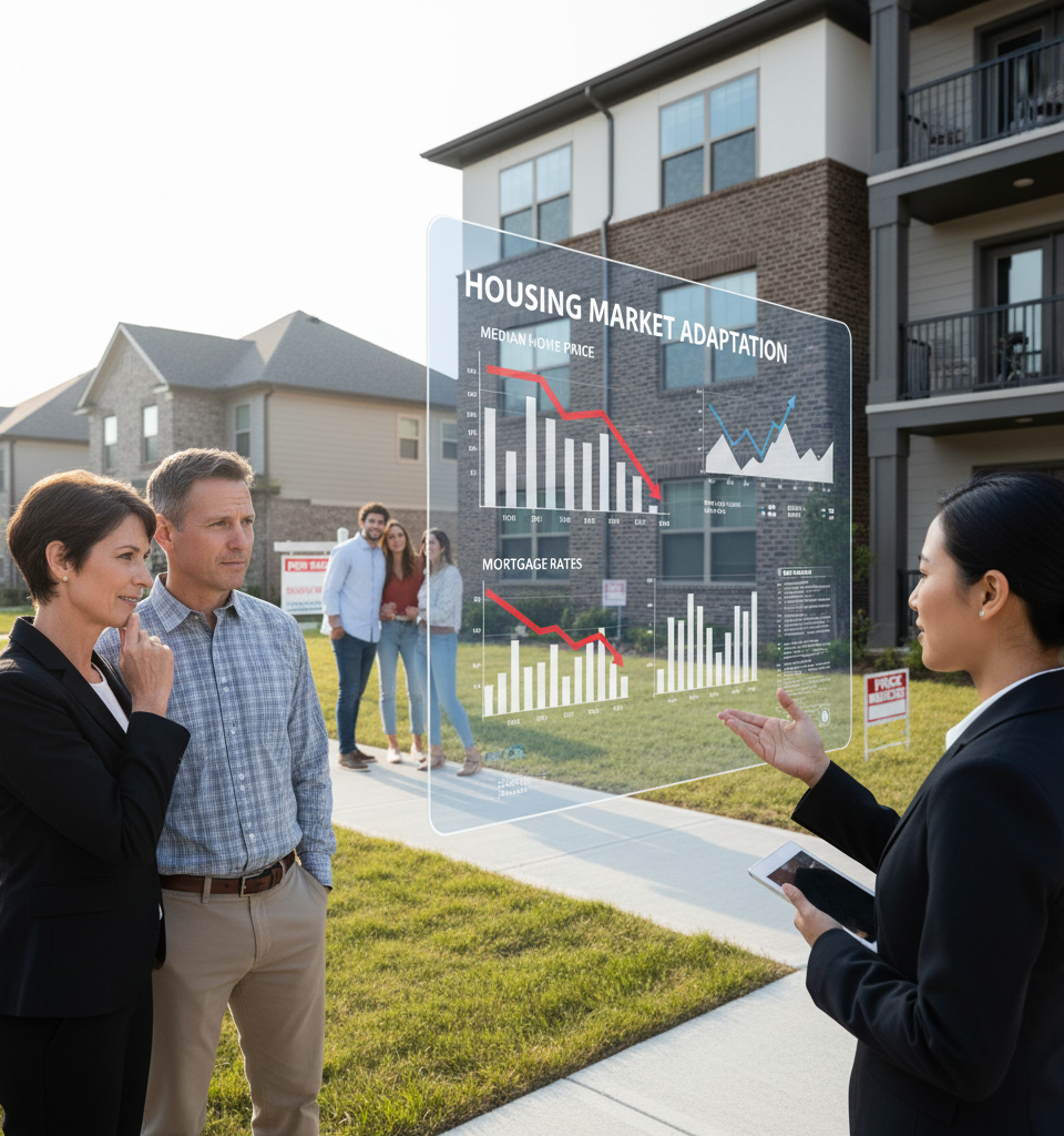 Housing Markets Adapt to Higher Interest Rates as Sellers Adjust Pricing — AI-generated illustration