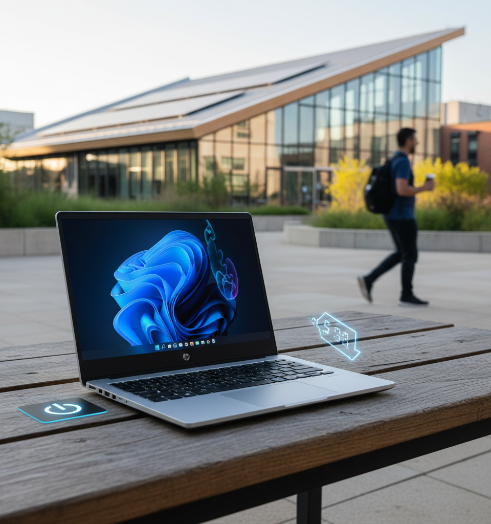 HP OmniBook 5: A Budget Laptop with OLED and Long Battery Life Now $550 Off — AI-generated illustration