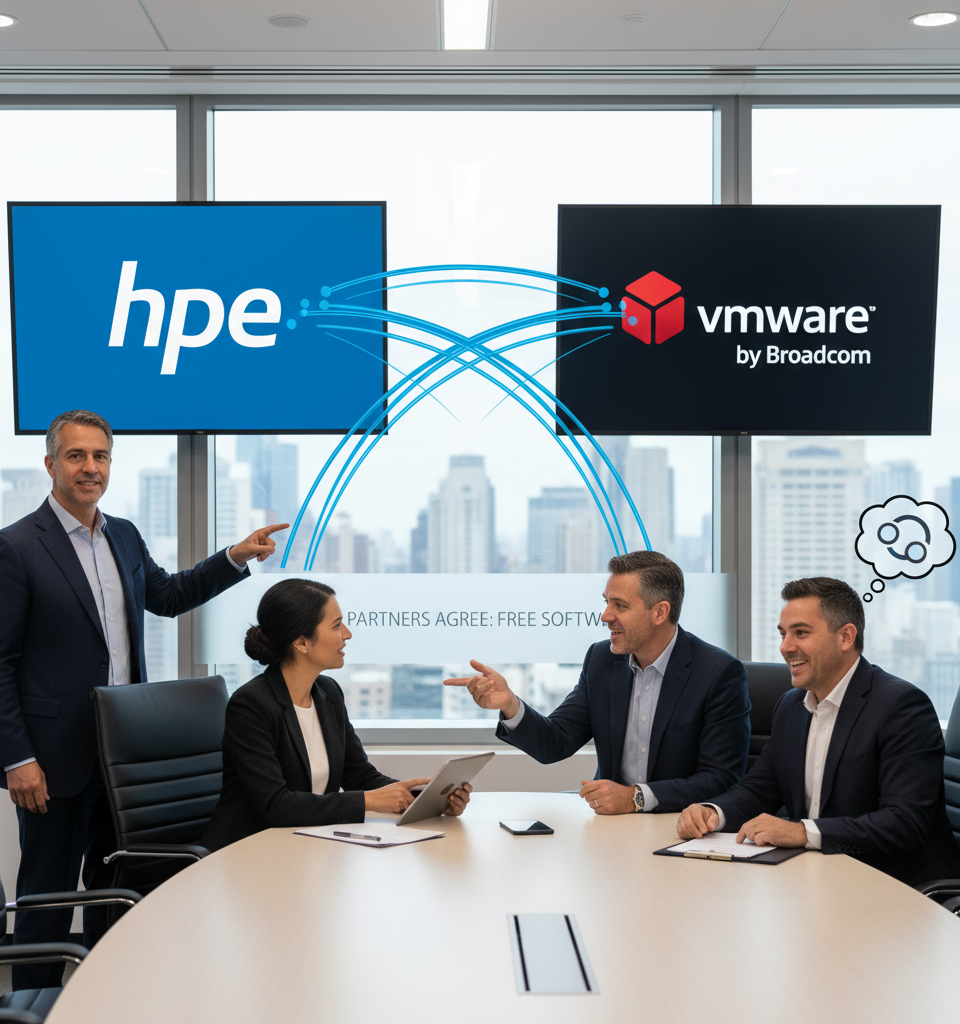 HPE's Free Software Initiative: A Strategic Move in VMware Rivalry, Say Partners — AI-generated illustration