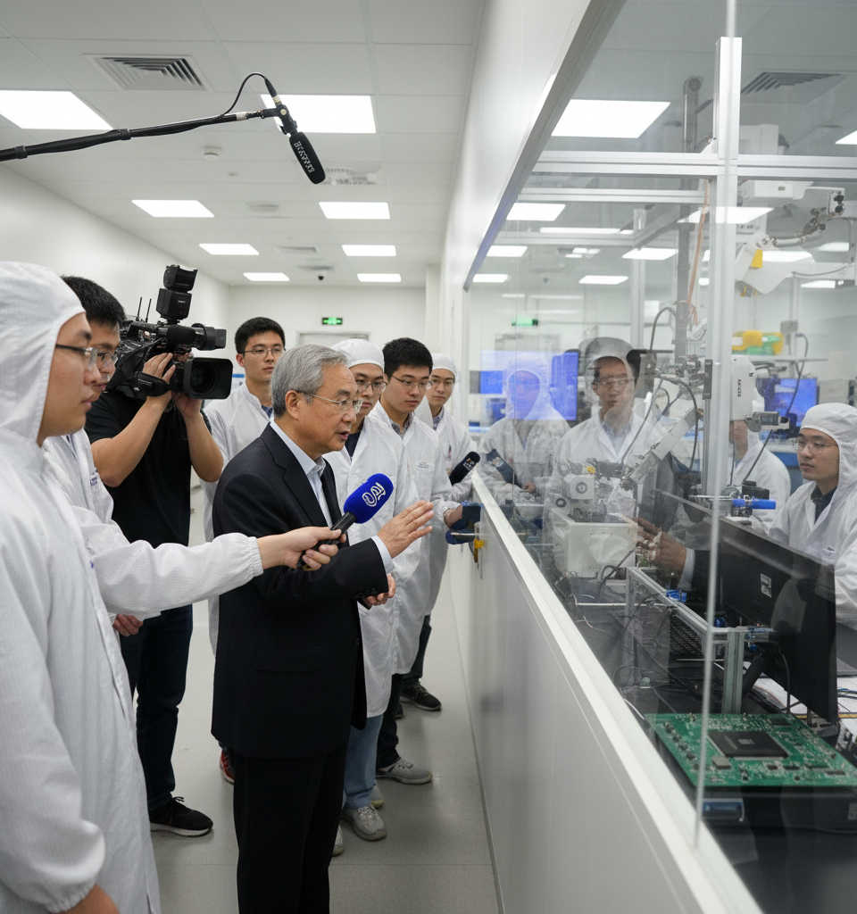Huawei's Secret Chip Lab Unveiled on State TV Ahead of Key US-China Talks — AI-generated illustration