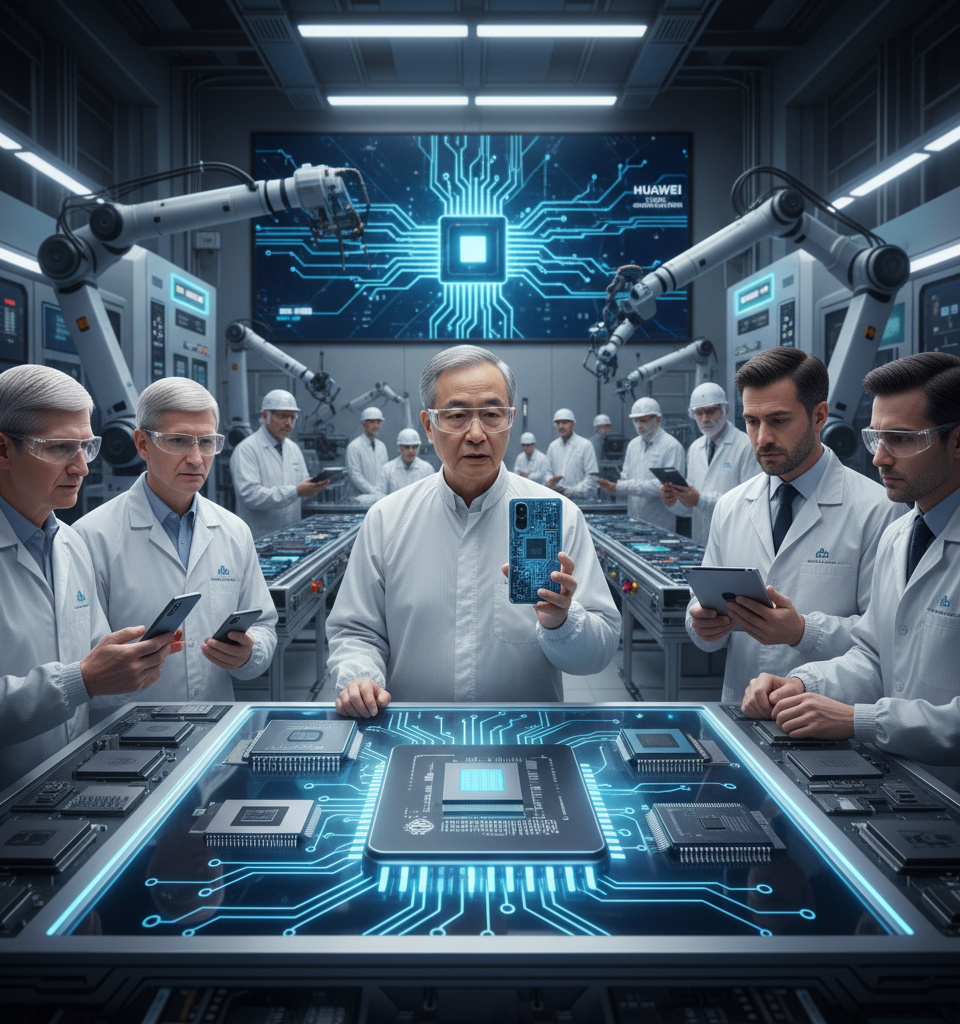 Huawei to Unveil New Smartphone Chips Amid Intensifying Rivalry with Nvidia and Apple — AI-generated illustration