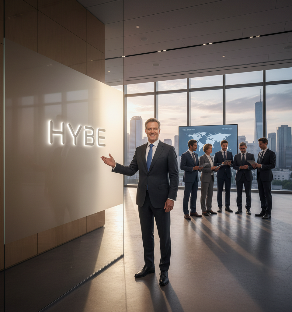 HYBE Taps Former Disney and TikTok Executive Kevin Mayer to Spearhead Global Expansion — AI-generated illustration