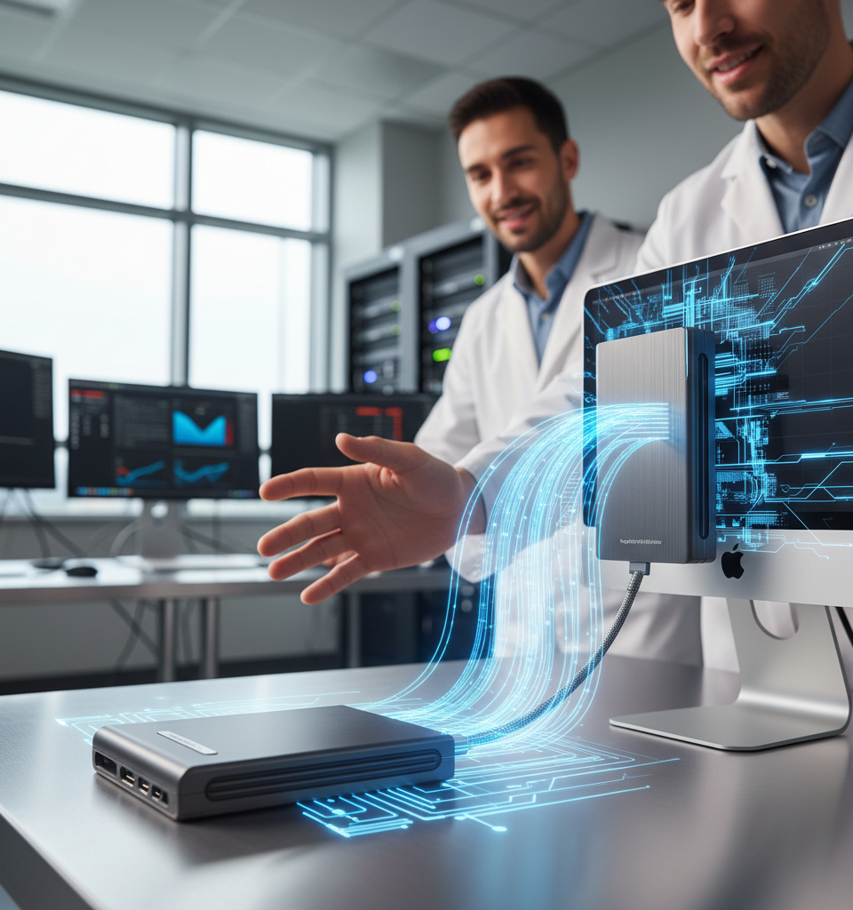 HyperDrive Next Unveils 80Gbps SSD Enclosure, Revolutionizing Mac External Storage Performance — AI-generated illustration