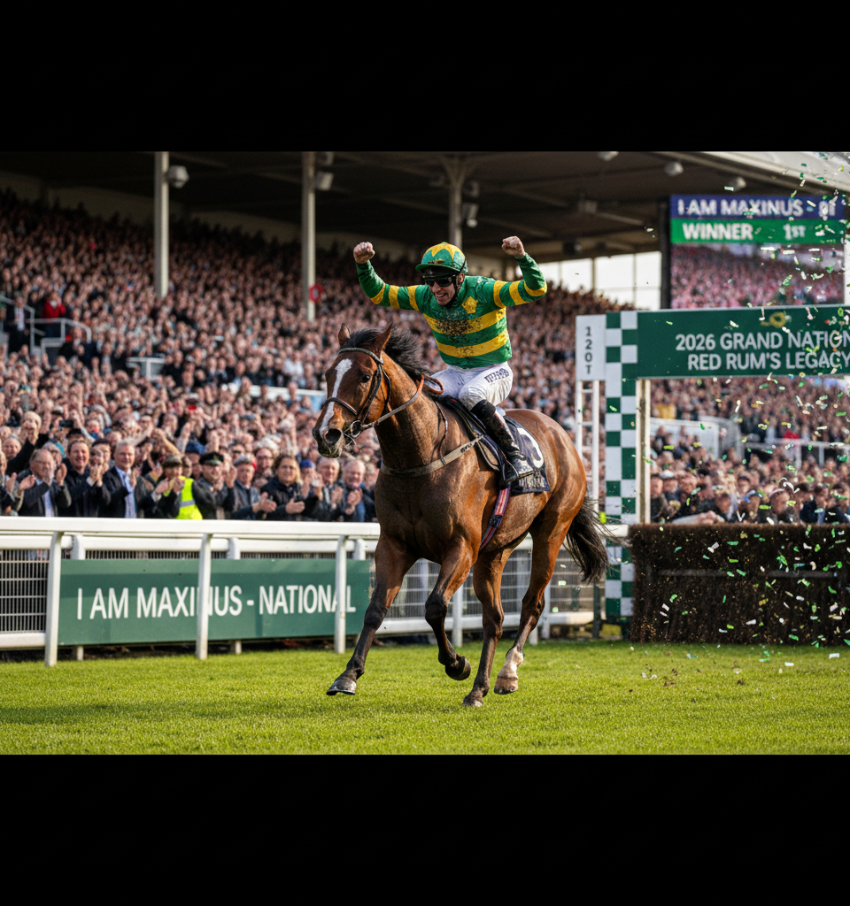 I Am Maximus Achieves Historic Grand National Double, Mirroring Red Rum's Legacy — AI-generated illustration