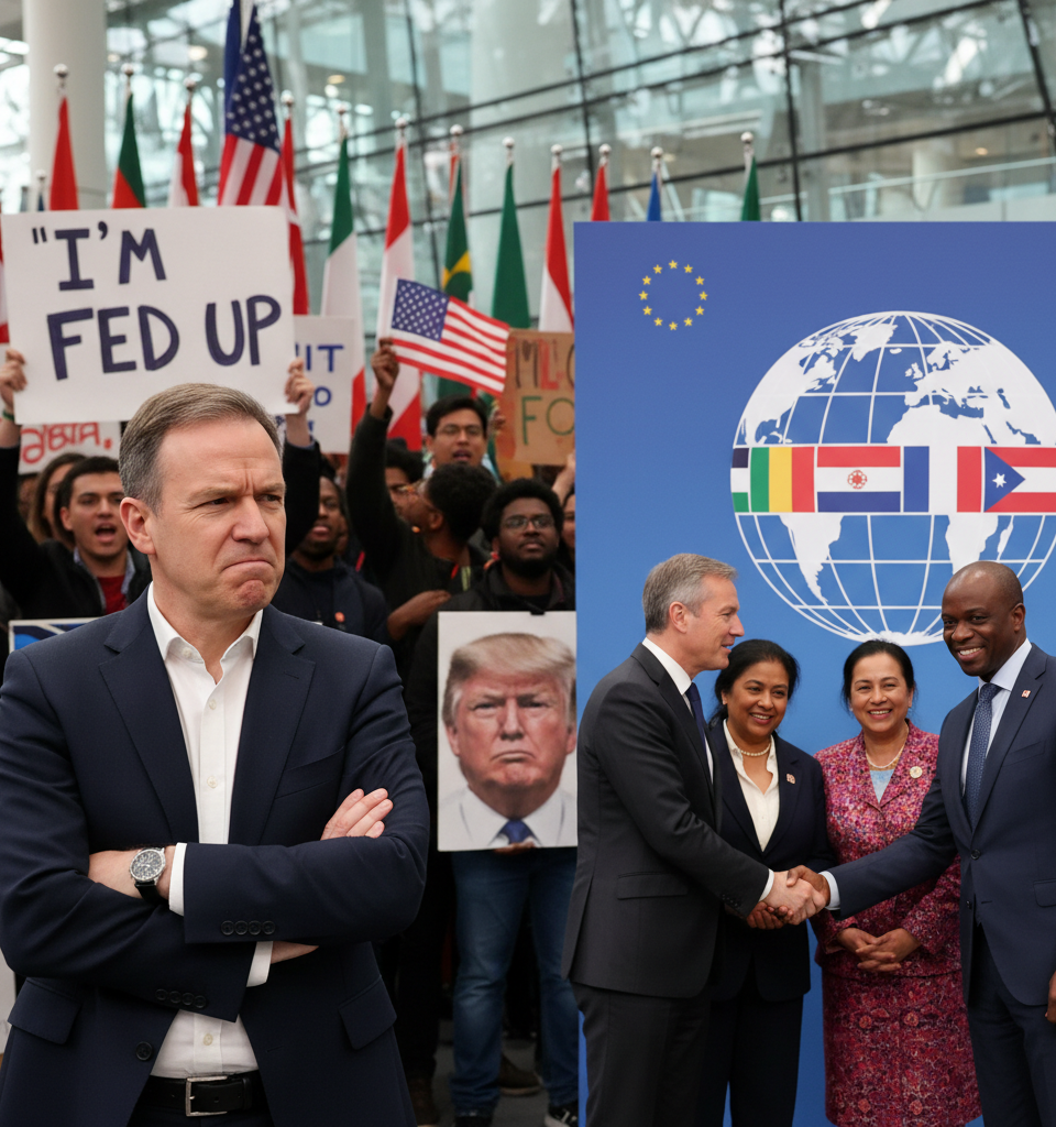 ‘I’m Fed Up.’ Frustrated With Trump, Starmer Embraces Other Allies. — AI-generated illustration