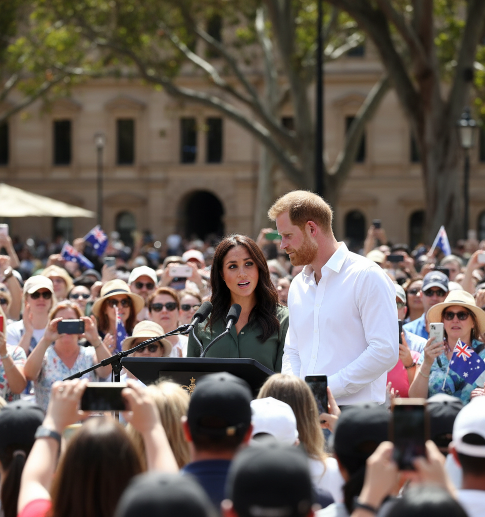 'I was the most trolled person in the world,' Meghan says during Australia visit — AI-generated illustration