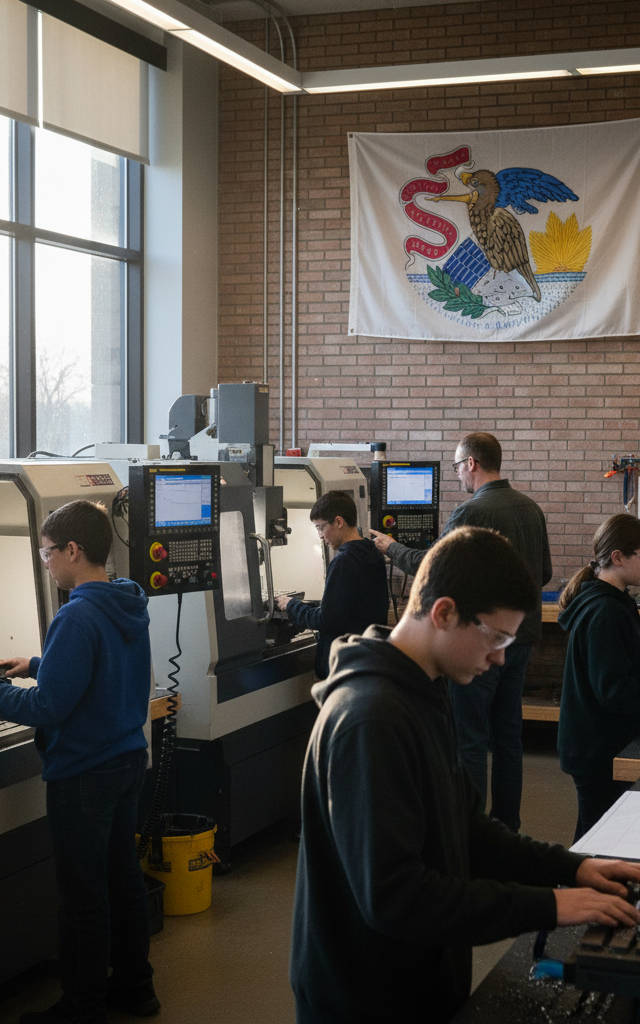 Illinois Bill Set to Streamline Manufacturing Career Pathways for High School Students — AI-generated illustration