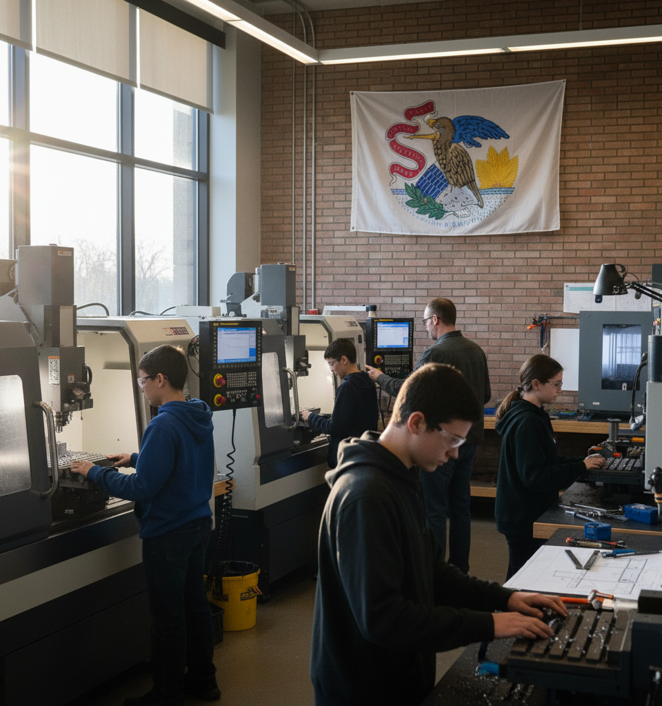 Illinois Bill Set to Streamline Manufacturing Career Pathways for High School Students — AI-generated illustration