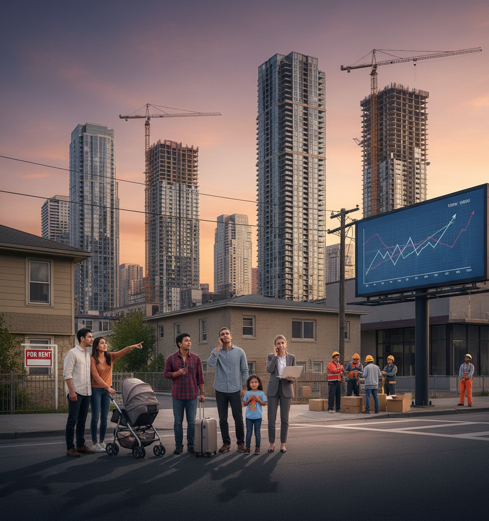 Immigration policy, economic uncertainty reshaping housing market — AI-generated illustration