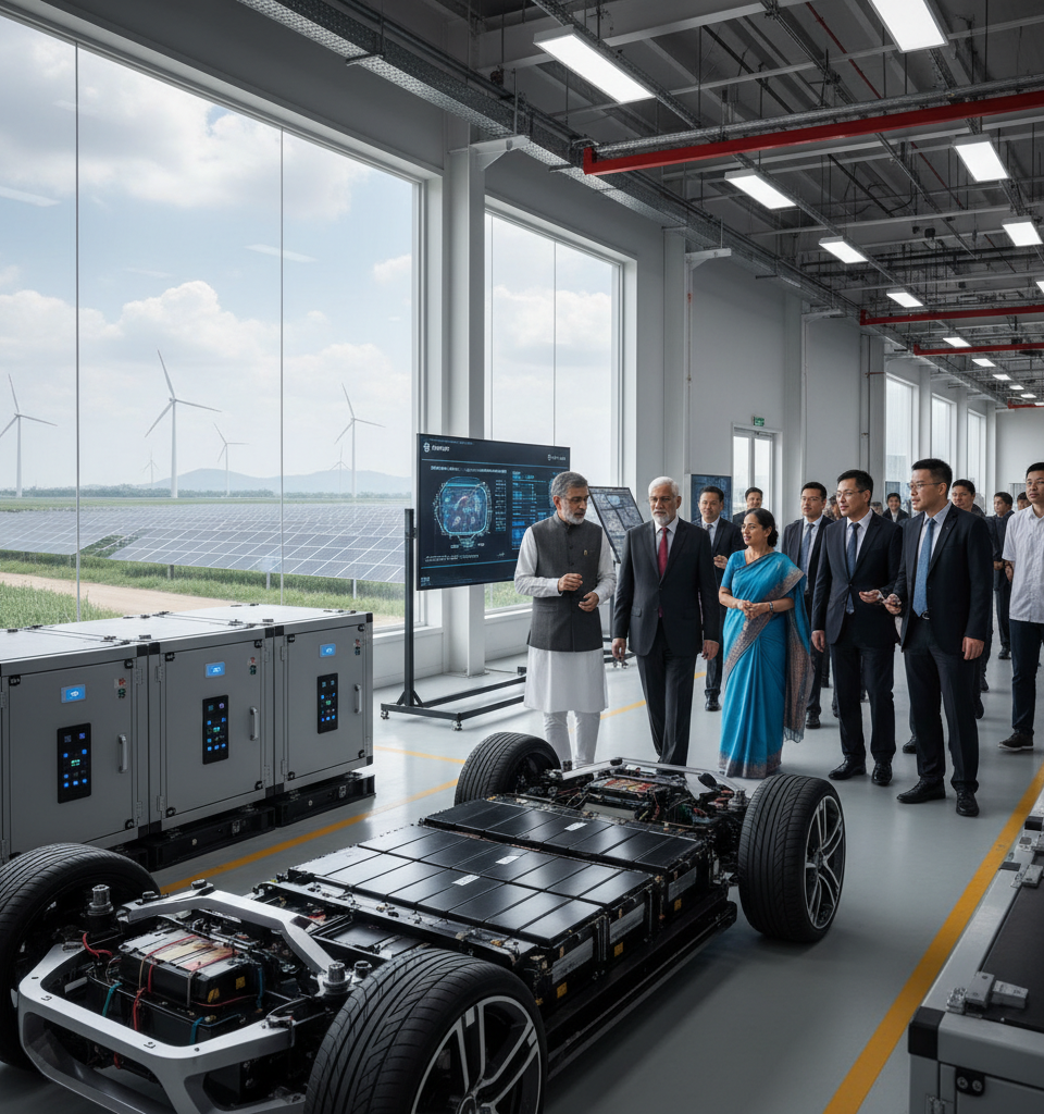 India-China Thaw: Delhi Delegation Explores EV, Battery & Renewables Amid Geopolitical Shifts — AI-generated illustration