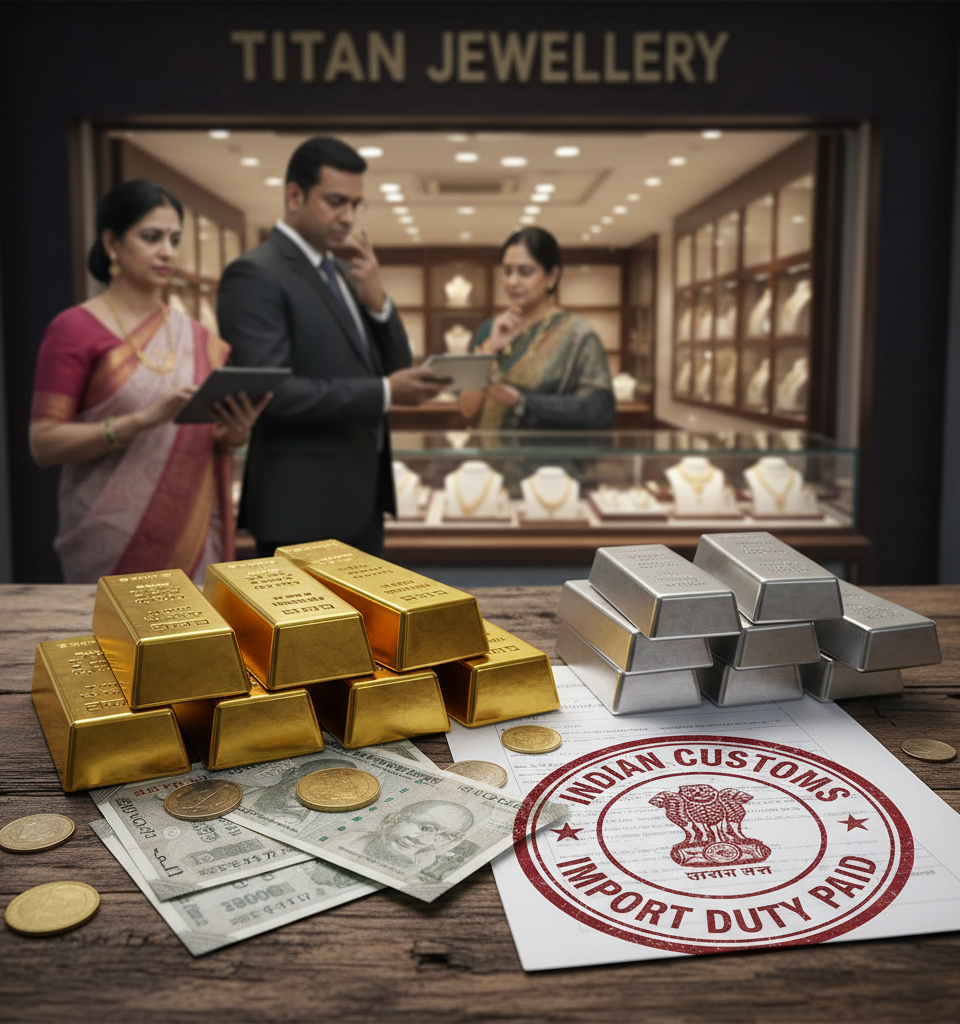 India Hikes Gold, Silver Import Tariffs: Implications for Titan and the Jewellery Market — AI-generated illustration