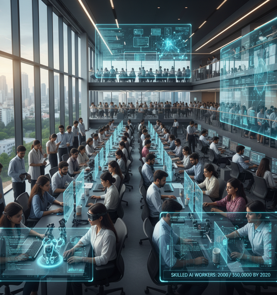 India's Ambitious AI Workforce Goal: 200M to 350M Skilled Workers by 2030 — AI-generated illustration