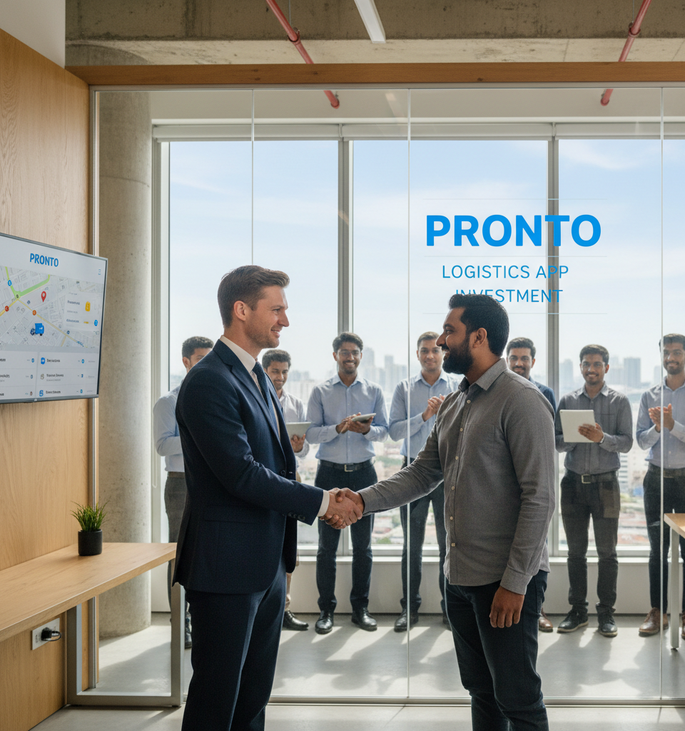 Indian Startup Pronto Secures Lachy Groom Investment After Swift Pitch Amidst Soaring Market Growth — AI-generated illustration