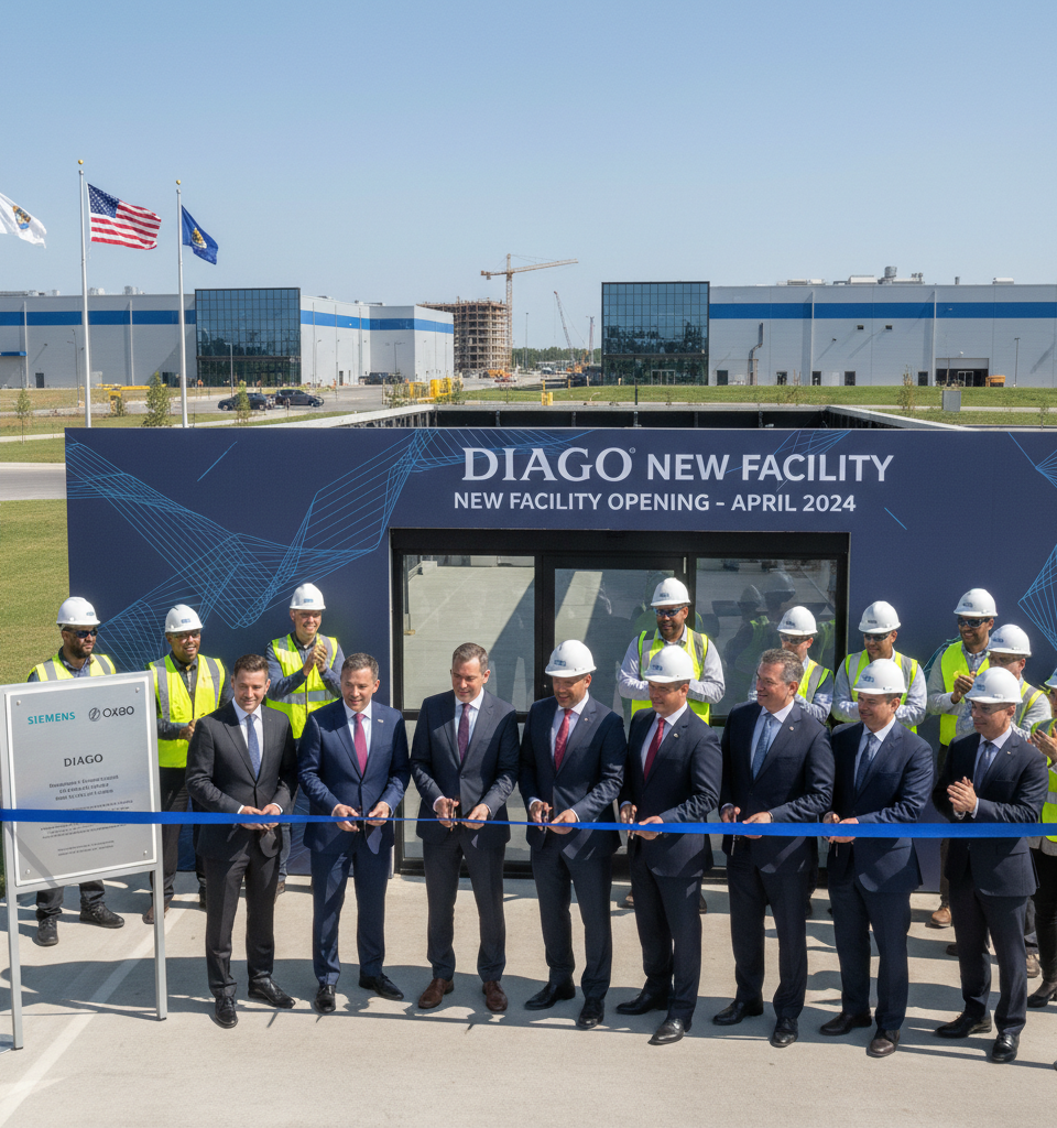 Industrial Expansion Surges: Siemens, Diageo, Oxbo Lead April's New Facility Openings Across US — AI-generated illustration