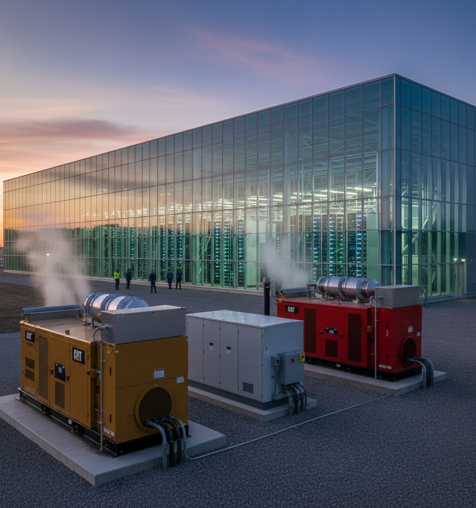 Industrial Giants Pivot to Power AI Boom, Supplying Data Center Infrastructure — AI-generated illustration