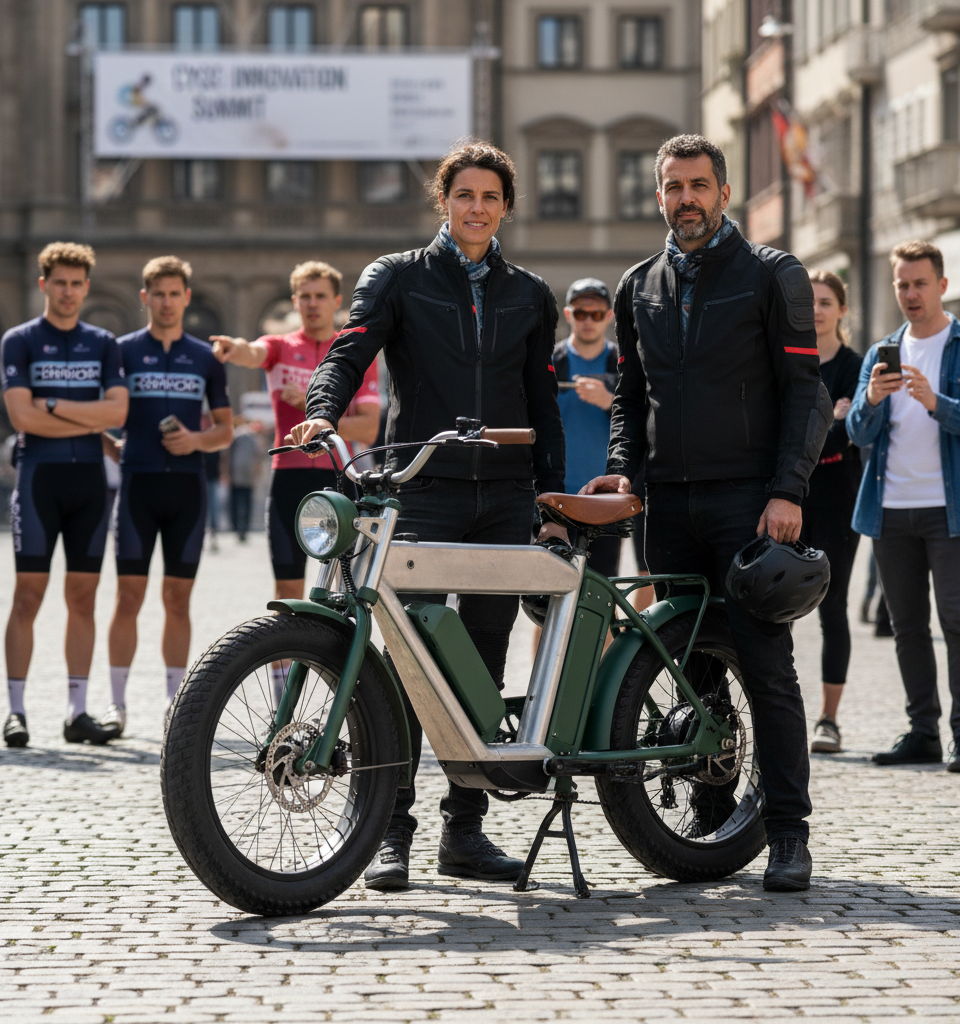 Infinite Machine Unveils Moped-Style E-Bike, Sparking Debate in Cycling Community — AI-generated illustration