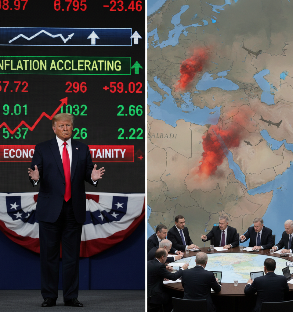 Inflation Surge Threatens Trump's Re-election Prospects Amidst Mideast Tensions — AI-generated illustration
