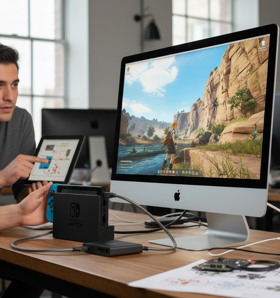 Innovative Accessory Unlocks 4K Nintendo Switch Gaming on Apple Displays, Bypassing Legacy Limitations — AI-generated illustration